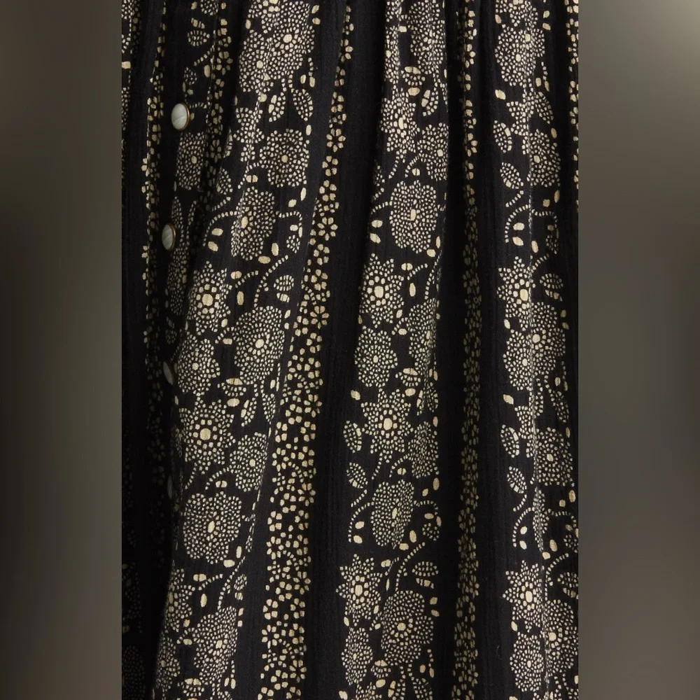 THE GREAT. Black and Cream Floral Maxi Skirt - Picture 2 of 13